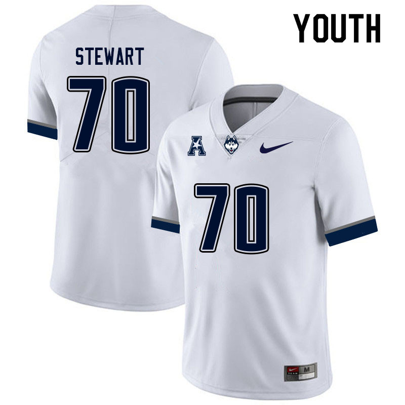 Youth #70 Jack Stewart Uconn Huskies College Football Jerseys Sale-White - Click Image to Close